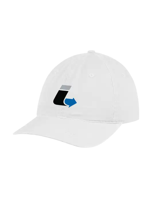 Garment Washed Unstructured Twill White Cap w/Impact Logistics Logo