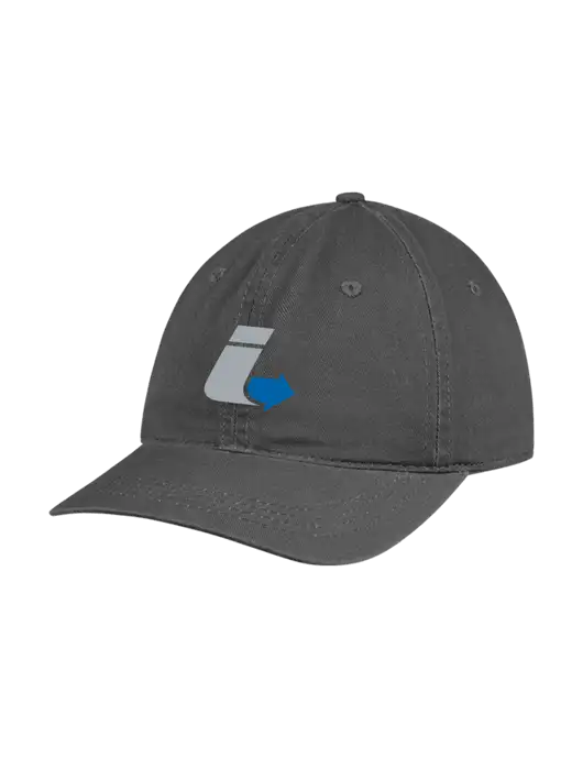 Garment Washed Unstructured Twill Charcoal Cap w/Impact Logistics Logo