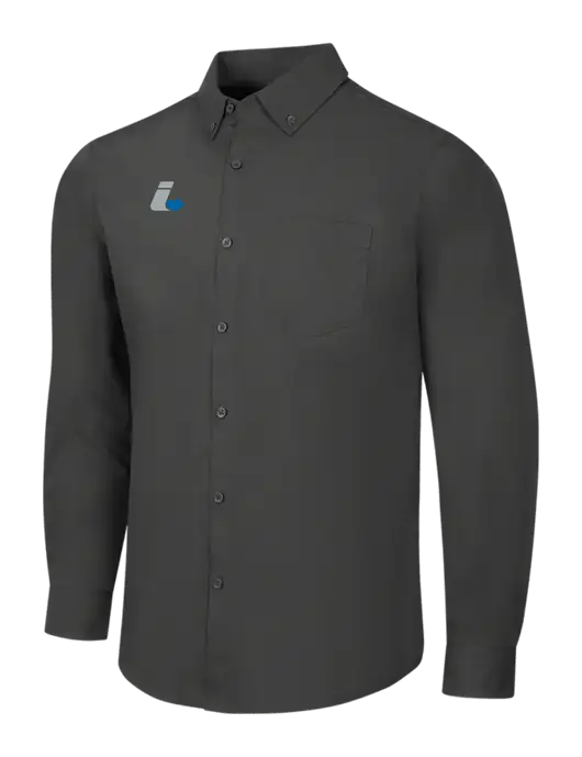 Dark Grey Long Sleeve Carefree Poplin Shirt w/Impact Logistics Logo