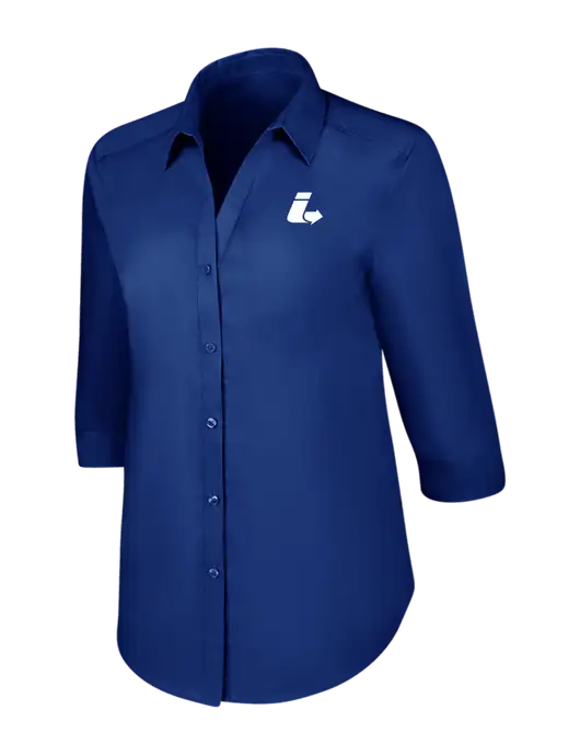 Womens Royal 3/4 Sleeve Carefree Poplin Shirt w/Impact Logistics Logo