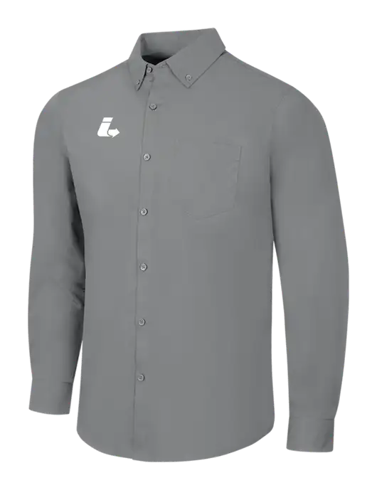 Medium Grey Long Sleeve Carefree Poplin Shirt w/Impact Logistics Logo
