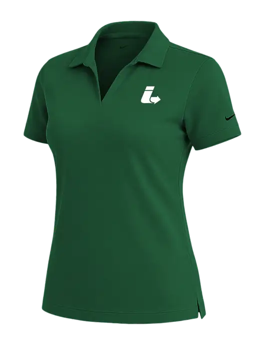 NIKE Dark Green Womens Dri-Fit Micro Pique Polo w/Impact Logistics Logo