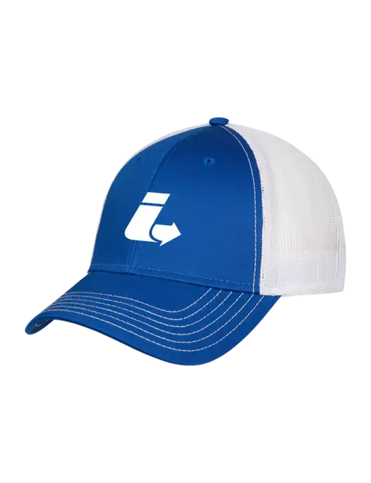 Royal & White Mesh Trucker Cap Snap Back w/Impact Logistics Logo