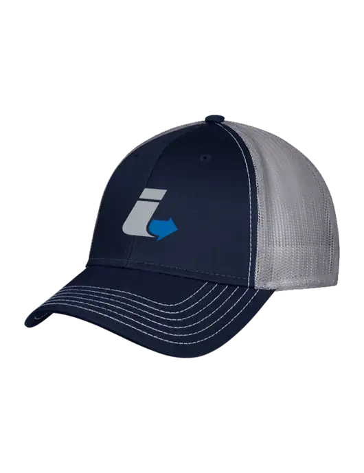 Navy & Grey Mesh Trucker Cap Snap Back w/Impact Logistics Logo