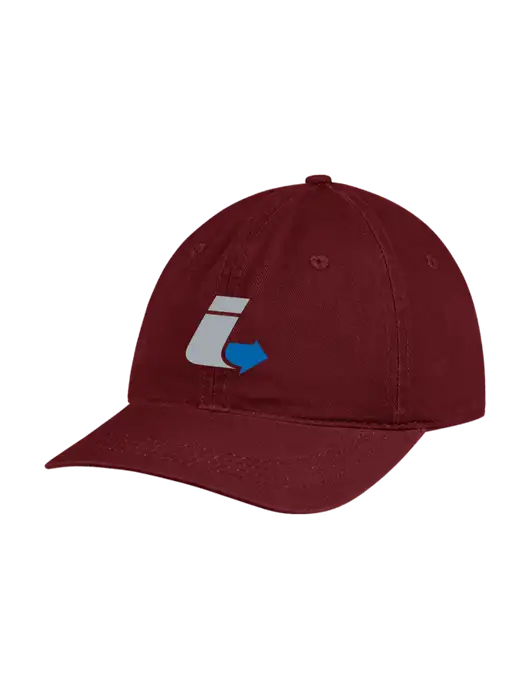 Garment Washed Unstructured Twill Maroon Cap w/Impact Logistics Logo