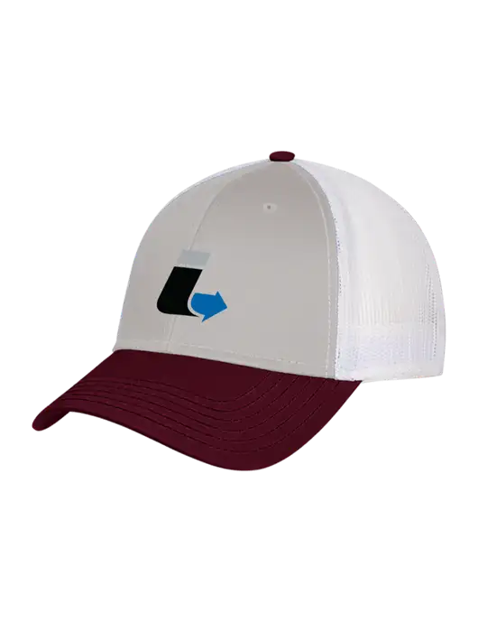 Maroon/Heather Grey/White Mesh Trucker Cap Snap Back w/Impact Logistics Logo