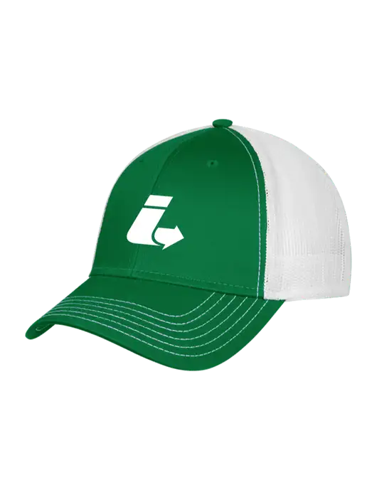 Kelly & White Mesh Trucker Cap Snap Back w/Impact Logistics Logo