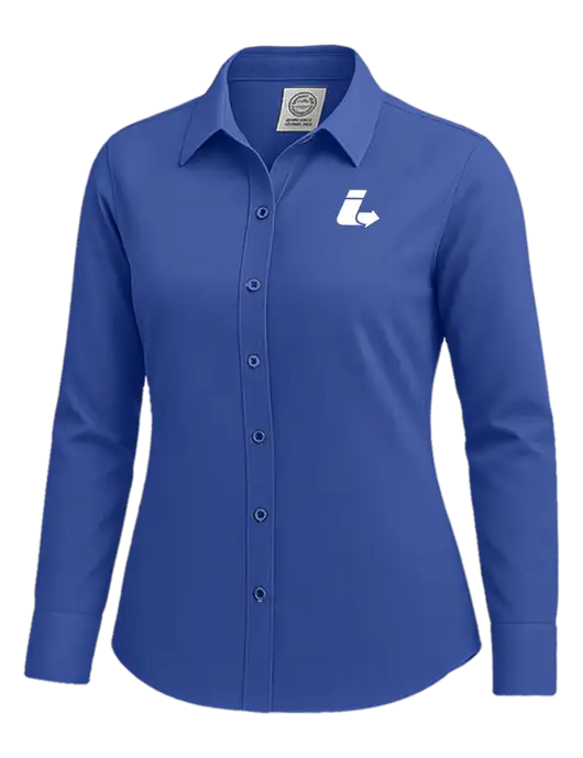 Brooks Brothers Womens Royal Blue Wrinkle-Free Stretch Nailhead Shirt w/Impact Logistics Logo