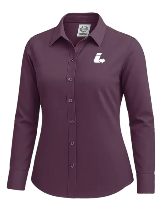 Brooks Brothers Womens Eggplant Wrinkle-Free Stretch Nailhead Shirt w/Impact Logistics Logo