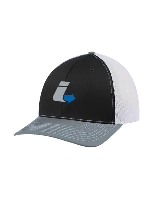 Richardson Adjustable Snapback Original 112 Trucker Cap Black/Light Heather Grey/White Mesh w/Impact Logistics Logo