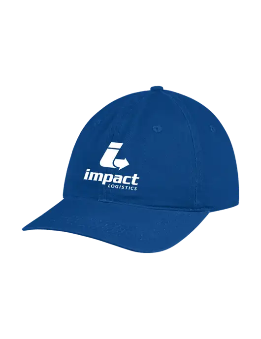 Garment Washed Unstructured Twill Royal Cap w/Impact Logistics Logo