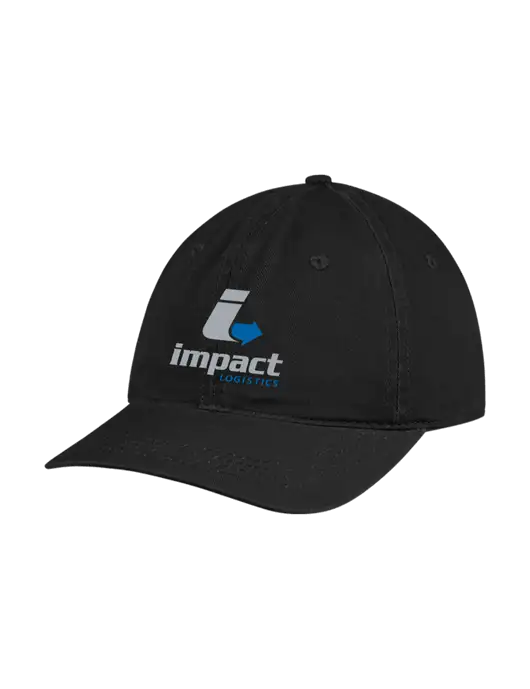 Garment Washed Unstructured Twill Black Cap w/Impact Logistics Logo