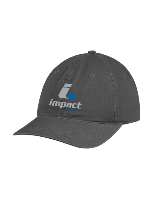 Garment Washed Unstructured Twill Charcoal Cap w/Impact Logistics Logo