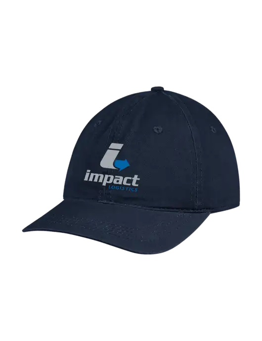 Garment Washed Unstructured Twill Navy Cap w/Impact Logistics Logo