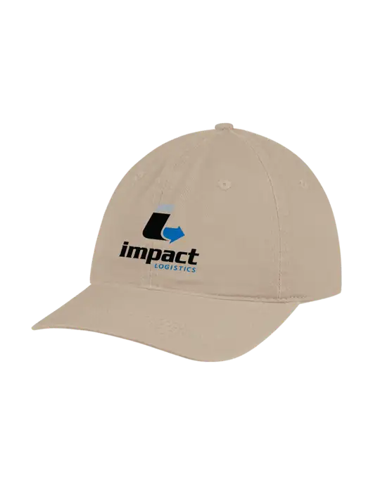 Garment Washed Unstructured Twill Tan Cap w/Impact Logistics Logo