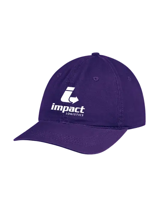 Garment Washed Unstructured Twill Purple Cap w/Impact Logistics Logo