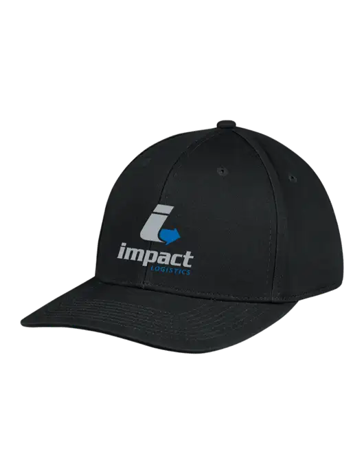 Premium Modern Structured Twill Black Snapback Cap w/Impact Logistics Logo