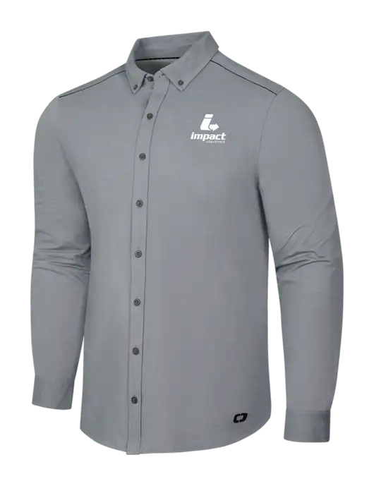 OGIO Medium Grey Heather Modern Code Stretch Button-Up Shirt w/Impact Logistics Logo