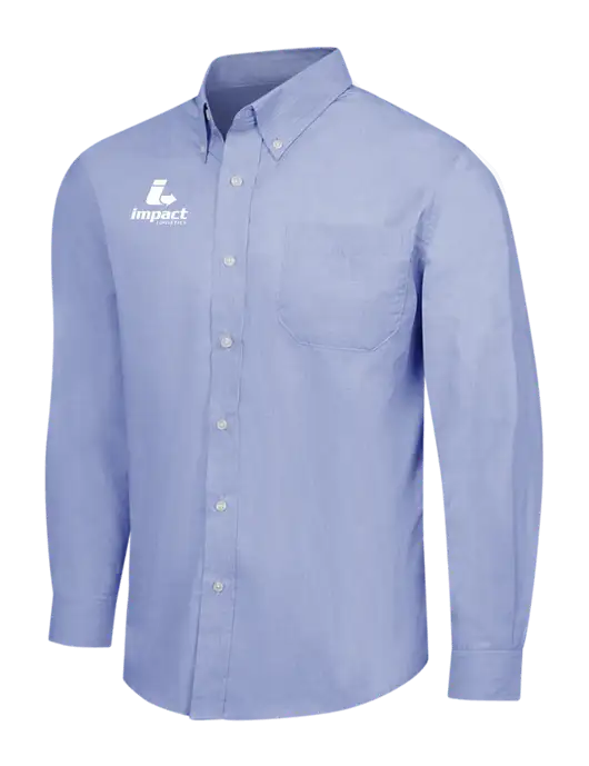 Light Slate Blue Crosshatch Easy Care Shirt w/Impact Logistics Logo