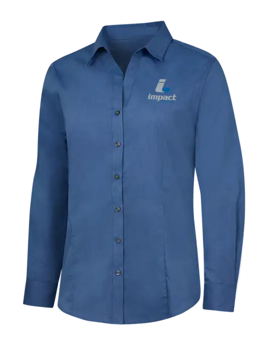 Light Navy Womens Crosshatch Easy Care Shirt w/Impact Logistics Logo