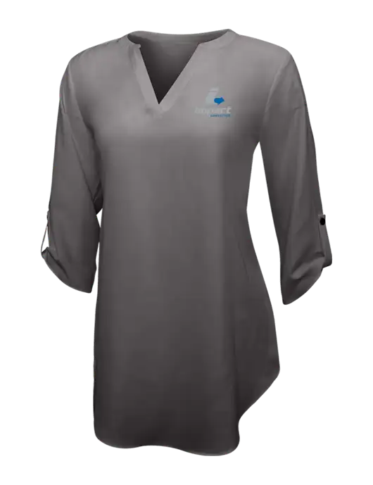Dark Grey Womens 3/4 Sleeve Tunic Blouse w/Impact Logistics Logo