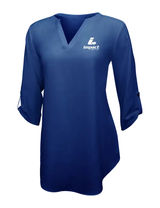 Dark Royal Womens 3/4 Sleeve Tunic Blouse w/Impact Logistics Logo