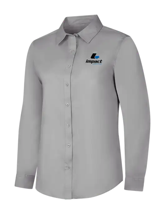 Light Grey Womens Long Sleeve Superpro React Twill Shirt w/Impact Logistics Logo