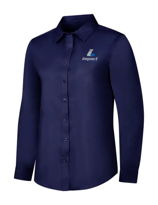 Navy Womens Long Sleeve Superpro React Twill Shirt w/Impact Logistics Logo