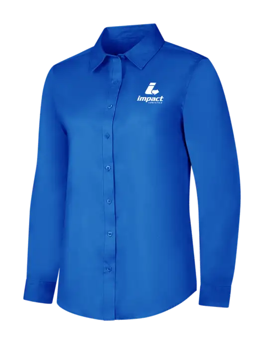 Womens Long Sleeve Royal Blue Superpro React Twill Shirt w/Impact Logistics Logo