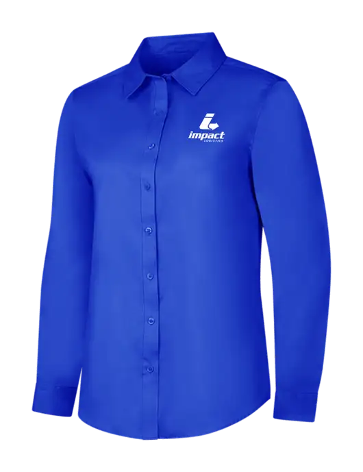 Womens Long Sleeve Dark Royal Superpro React Twill Shirt w/Impact Logistics Logo