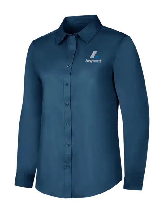 Light Navy Womens Long Sleeve Superpro React Twill Shirt w/Impact Logistics Logo