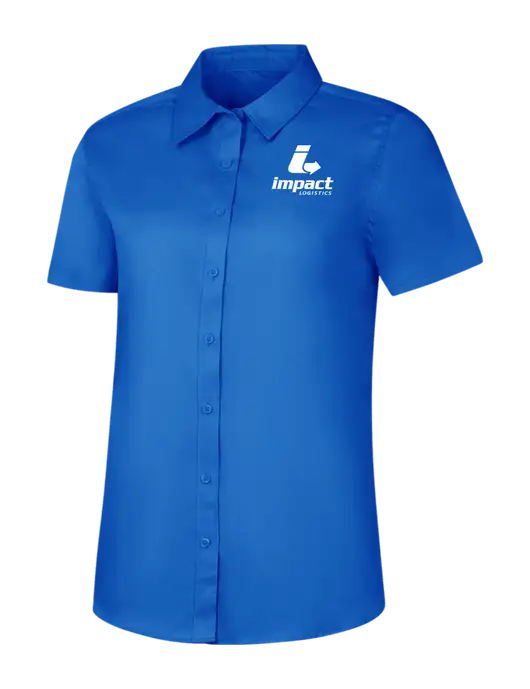 Womens Short Sleeve Royal Blue Superpro React Twill Shirt w/Impact Logistics Logo