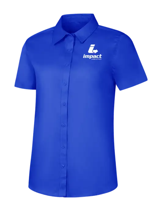 Womens Short Sleeve Dark Royal Superpro React Twill Shirt w/Impact Logistics Logo