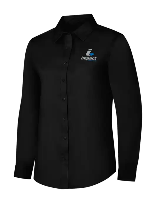 Womens Black Long Sleeve Superpro React Twill Shirt w/Impact Logistics Logo