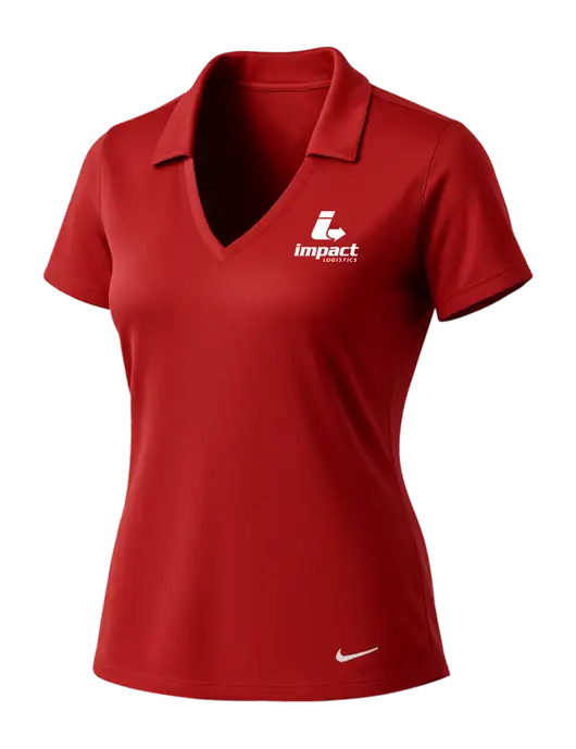 NIKE Red Womens Dri-Fit Vertical Mesh Polo w/Impact Logistics Logo