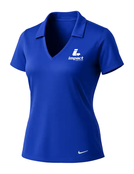 NIKE Dark Royal Womens Dri-Fit Vertical Mesh Polo w/Impact Logistics Logo