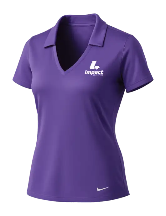 NIKE Purple Womens Dri-Fit Vertical Mesh Polo w/Impact Logistics Logo