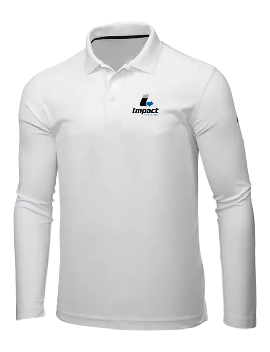 OGIO Bright White Caliber 2.0 Long Sleeve Polo w/Impact Logistics Logo