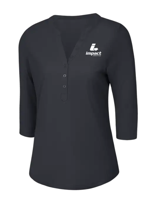 OGIO Charcoal Grey Jewel Henley w/Impact Logistics Logo