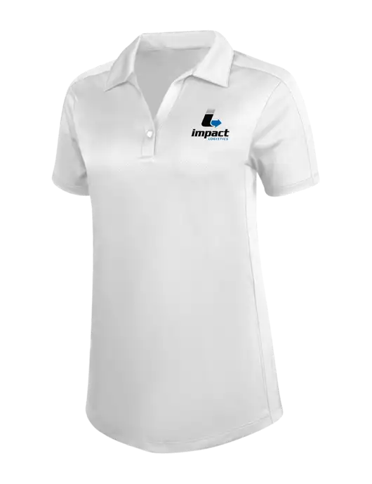 Womens White Diamond Jacquard Polo w/Impact Logistics Logo