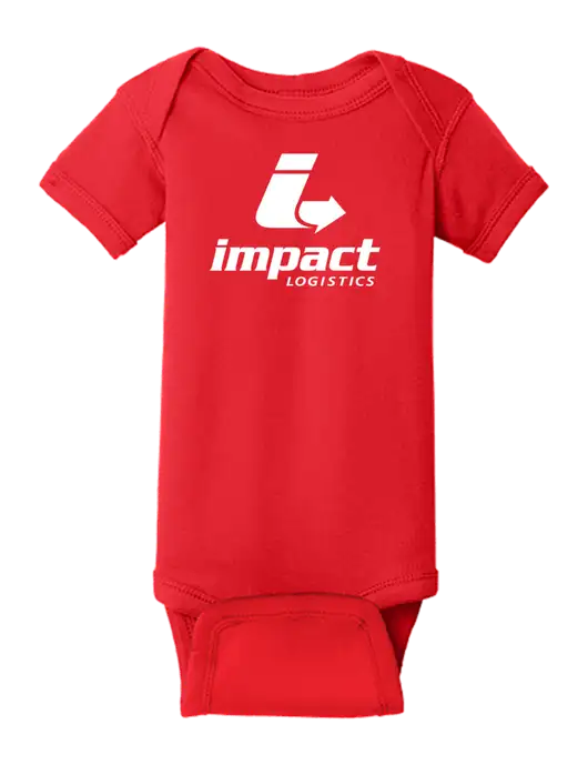 Rabbit Skins Red Infant Short Sleeve Baby Rib Bodysuit w/Impact Logistics Logo