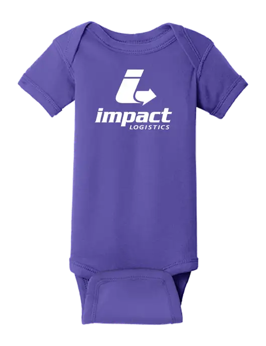 Rabbit Skins Purple Infant Short Sleeve Baby Rib Bodysuit w/Impact Logistics Logo