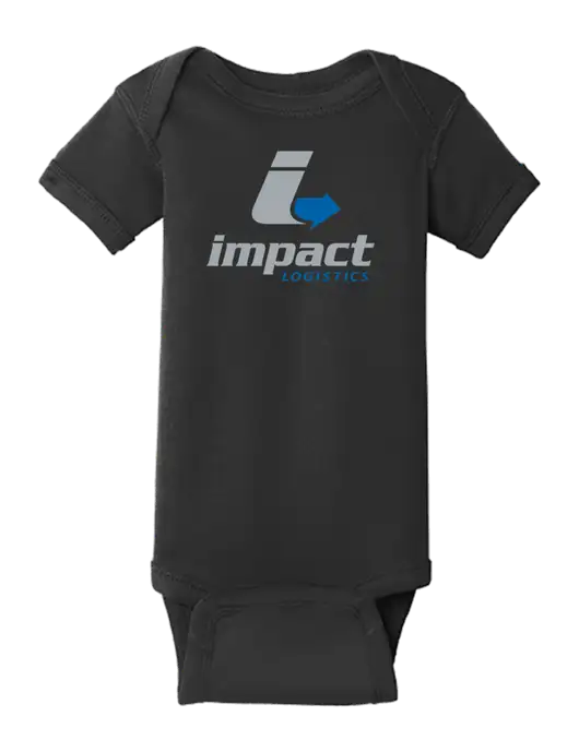 Rabbit Skins Black Infant Short Sleeve Baby Rib Bodysuit w/Impact Logistics Logo