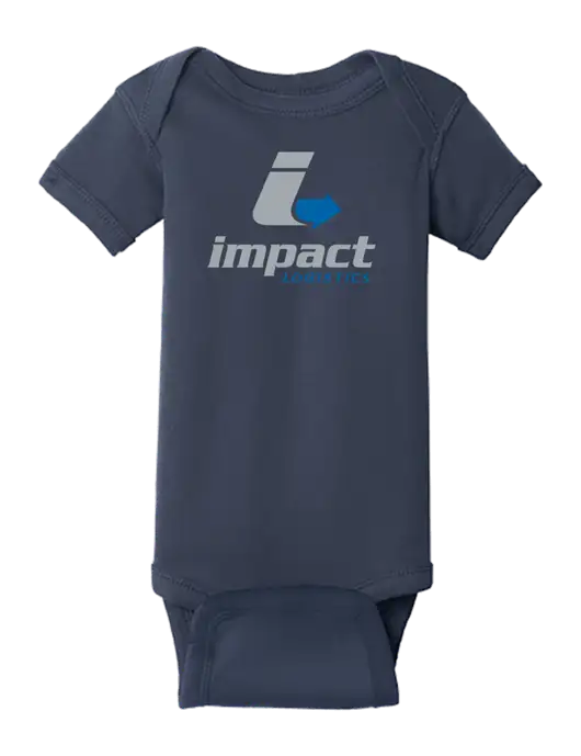 Rabbit Skins Navy Infant Short Sleeve Baby Rib Bodysuit w/Impact Logistics Logo