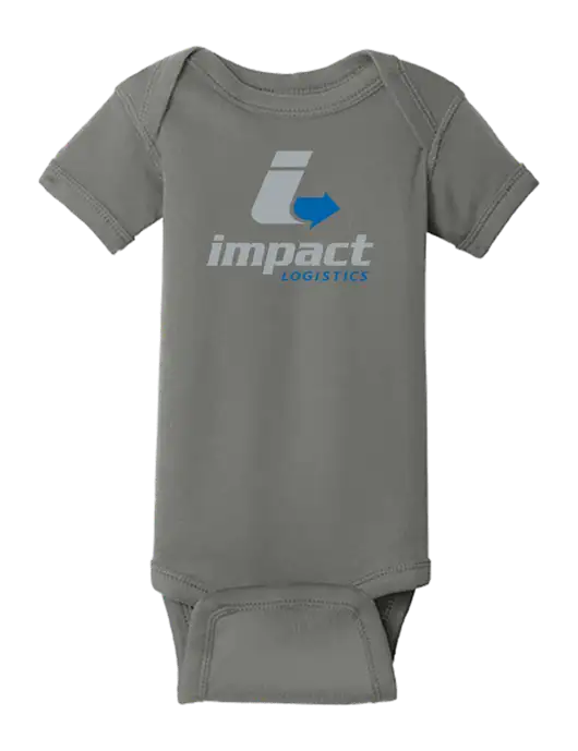 Rabbit Skins Charcoal Infant Short Sleeve Baby Rib Bodysuit w/Impact Logistics Logo