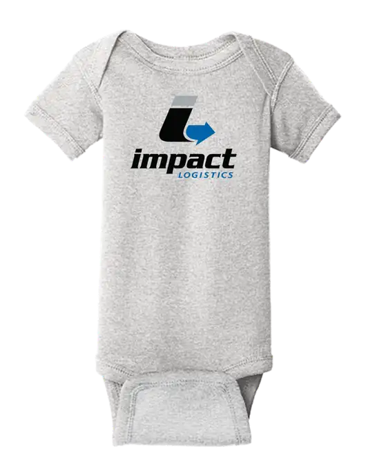 Rabbit Skins Light Grey Heather Infant Short Sleeve Baby Rib Bodysuit w/Impact Logistics Logo