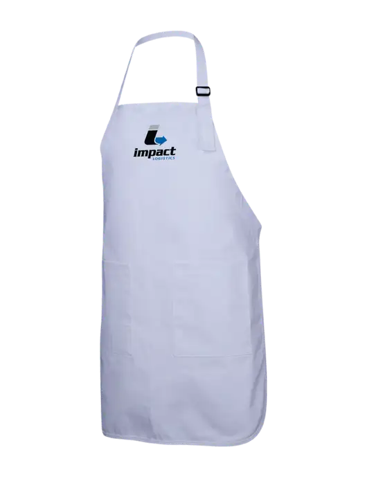 Full-Length White Apron With Pockets w/Impact Logistics Logo