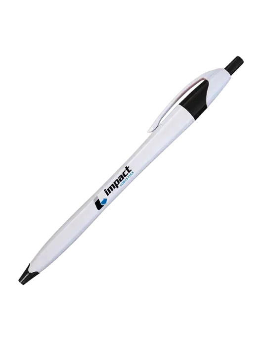 Novella White/Black Classic Pen - Blue Ink w/Impact Logistics Logo