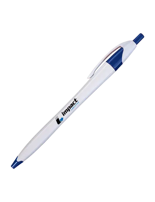 Novella White/Royal Classic Pen - Blue Ink w/Impact Logistics Logo
