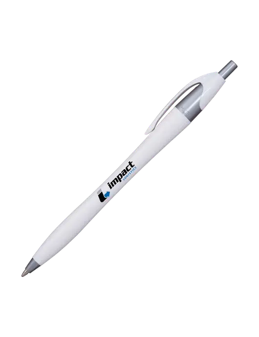 Novella White/Silver Shimmer Pen - Blue Ink w/Impact Logistics Logo